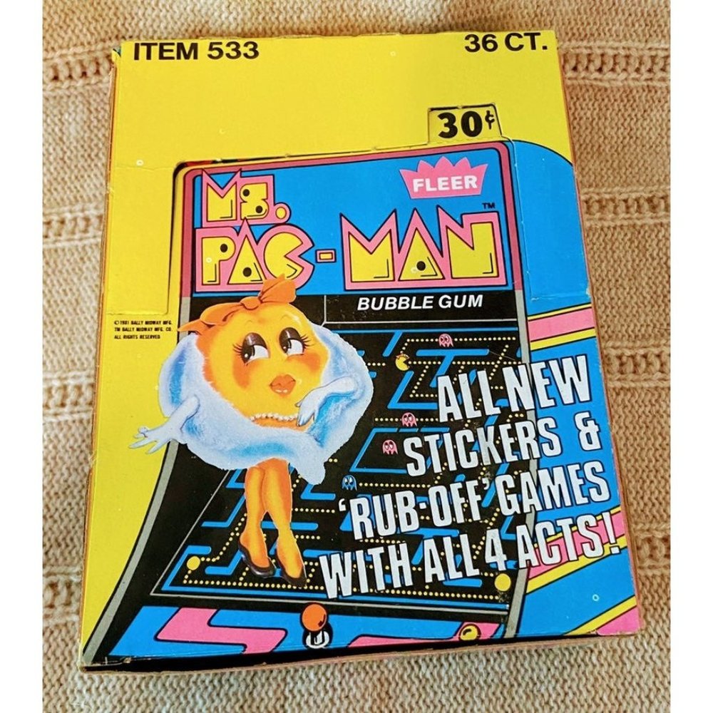 RARE FULL SET ms pacman fleer cards/box